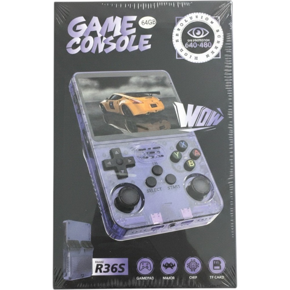 R36S Handheld Game Console Kids OS Purple R36S Retro 64GB Screen Dual Joystick‎